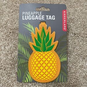 NEW Pineapple Luggage Tag Novelty Kikkerland Bright Noticeable Fruit Travel ID